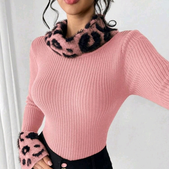 Autumn/Winter Versatile European American Style Leopard Print Sweater - Picture 5 of 7